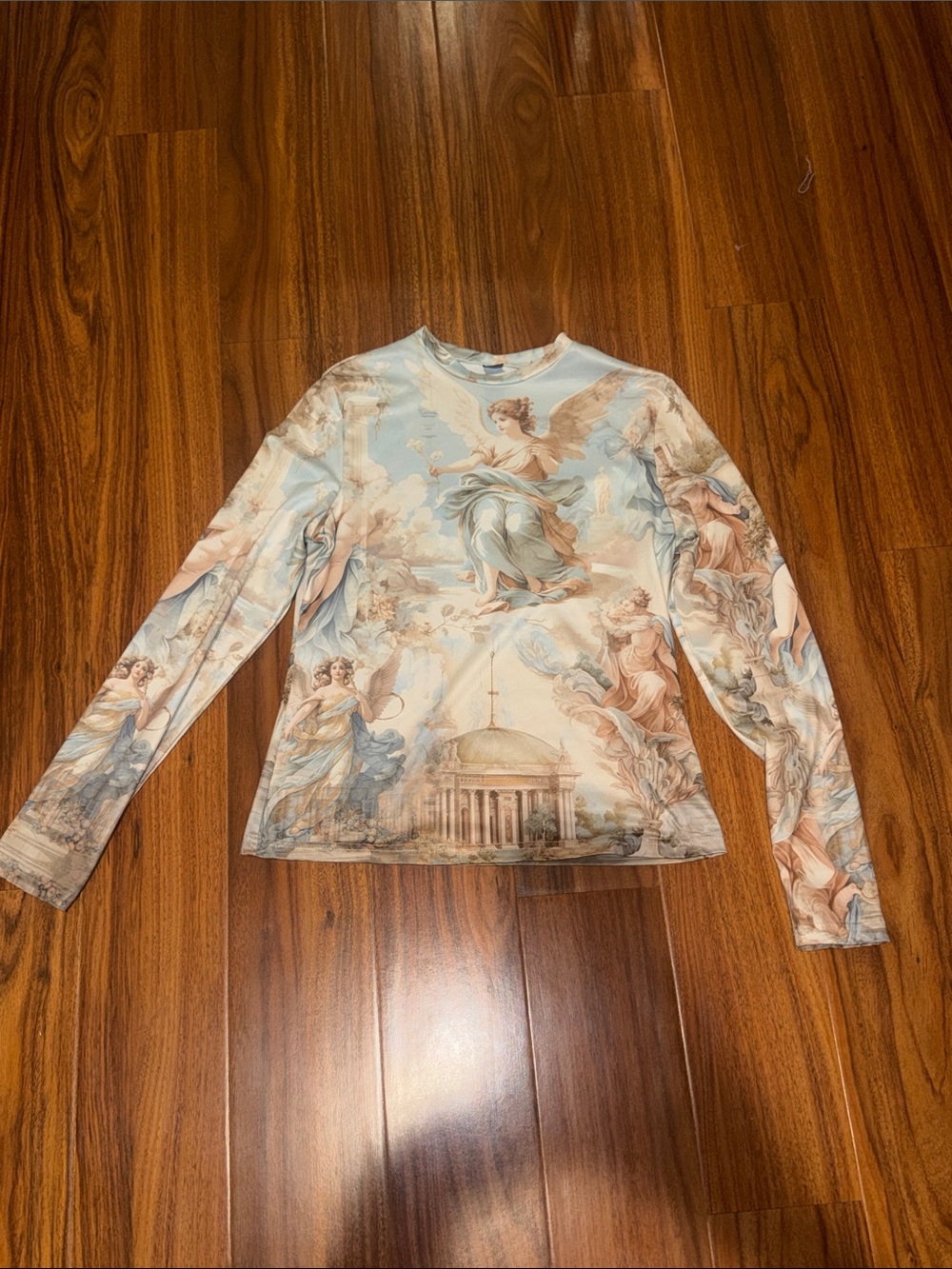 SHEIN Pastel Angel & Ruins Print Long Sleeve Top